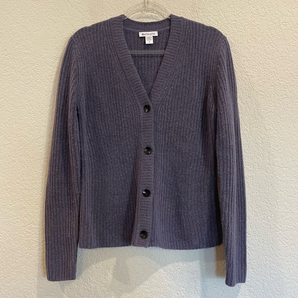 Athleta Layover Cardigan in Nightfall Purple - Extra Fine Merino Wool Blend - Picture 3 of 8